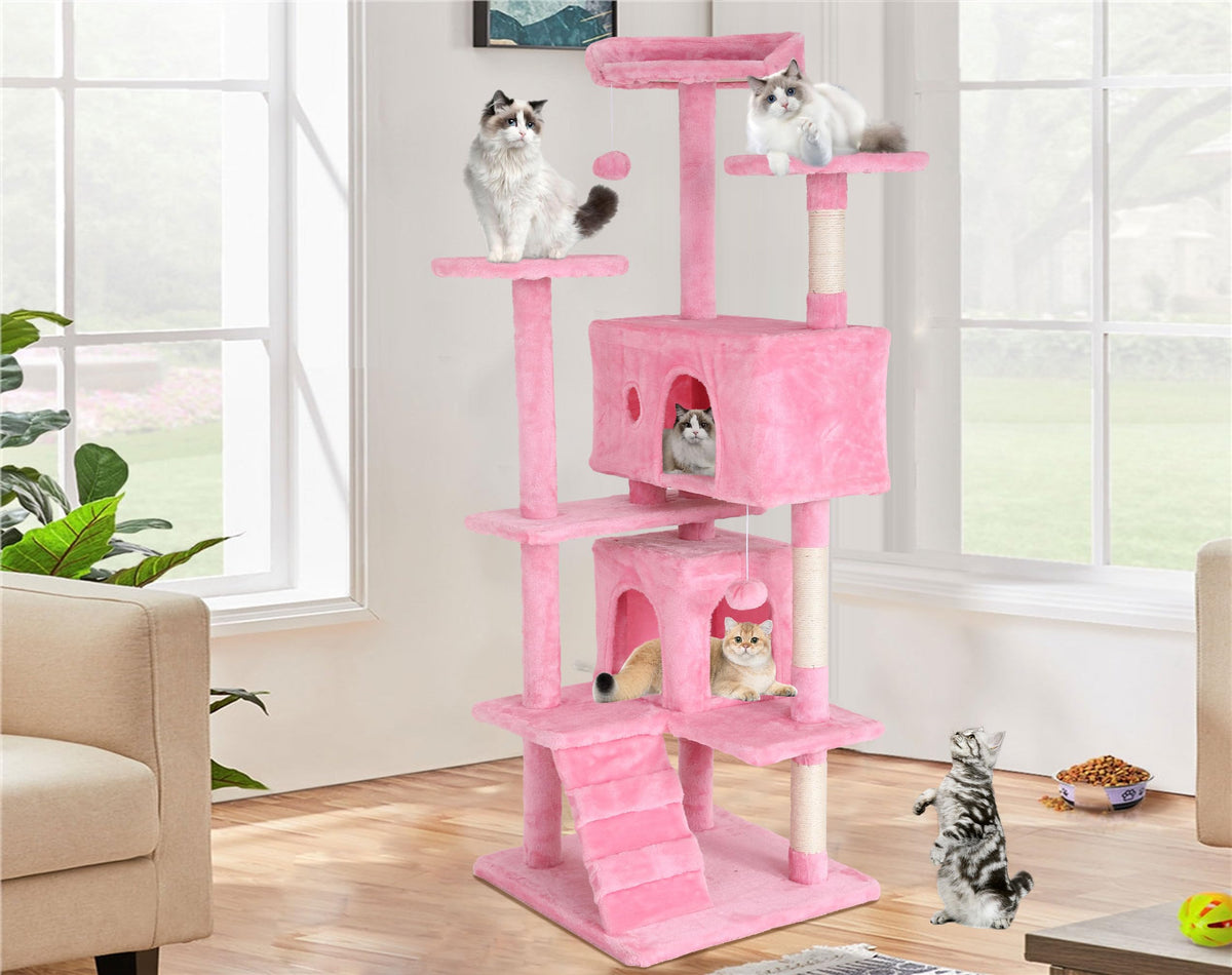 70-inch Pink Multi-Level Cat Tower & Cat Condo with Scratching Post C64970