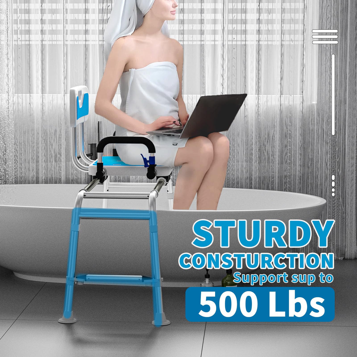 Sliding Shower Chair and Tub Transfer Bench with Non Slip Aluminum Body B603520