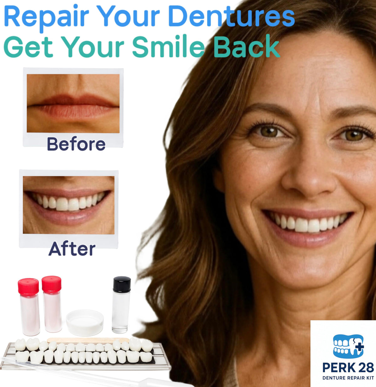 Denture Repair Kit with 28 Denture Teeth L147508