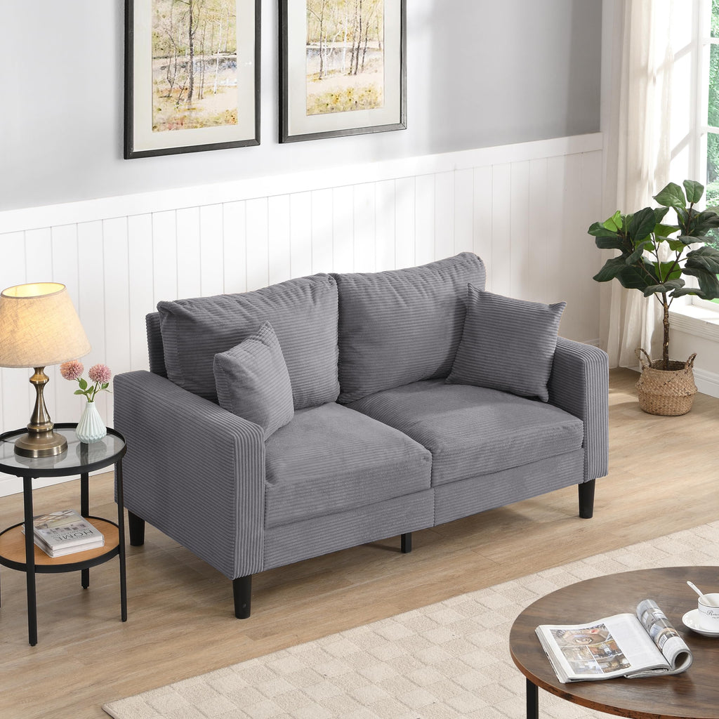Oversized Corduroy Sofa with 2 Throw Pillows I1190