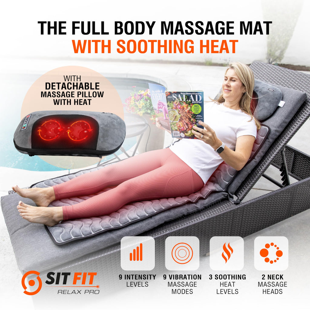 Vibrating Full Body Massage Mat with Heat and Detachable Pillow Q204565