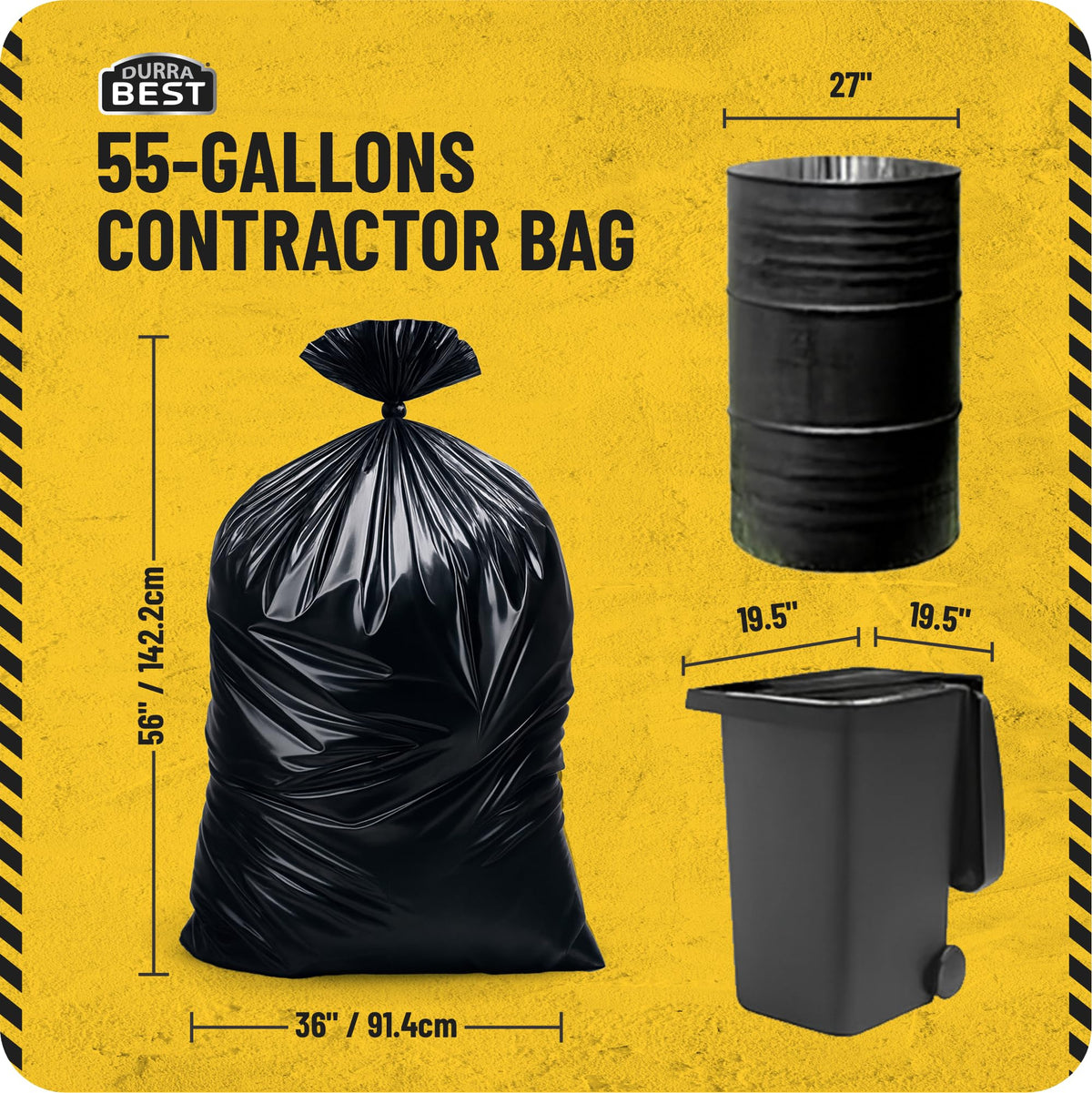 55 Gallon 2 Mil Black Heavy-Duty Trash Bags E7388