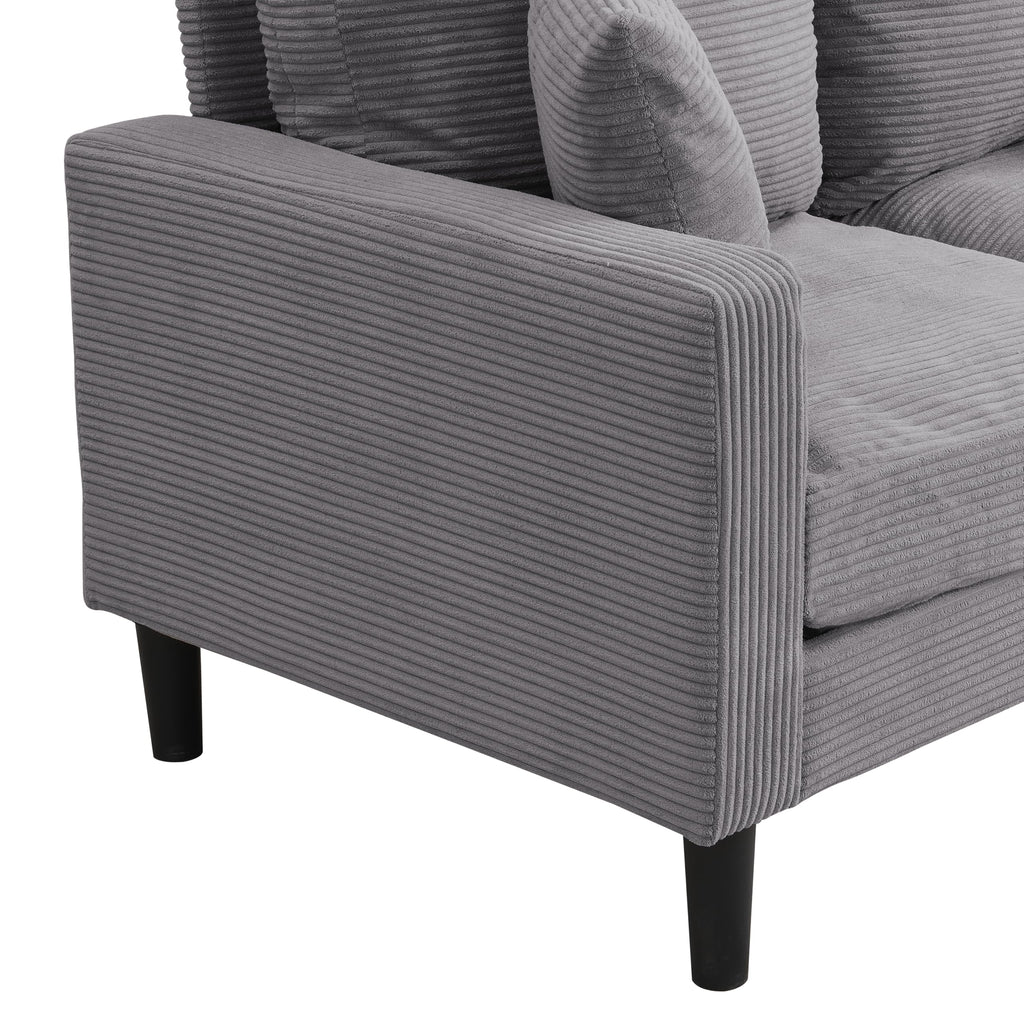 Oversized Corduroy Sofa with 2 Throw Pillows I1190