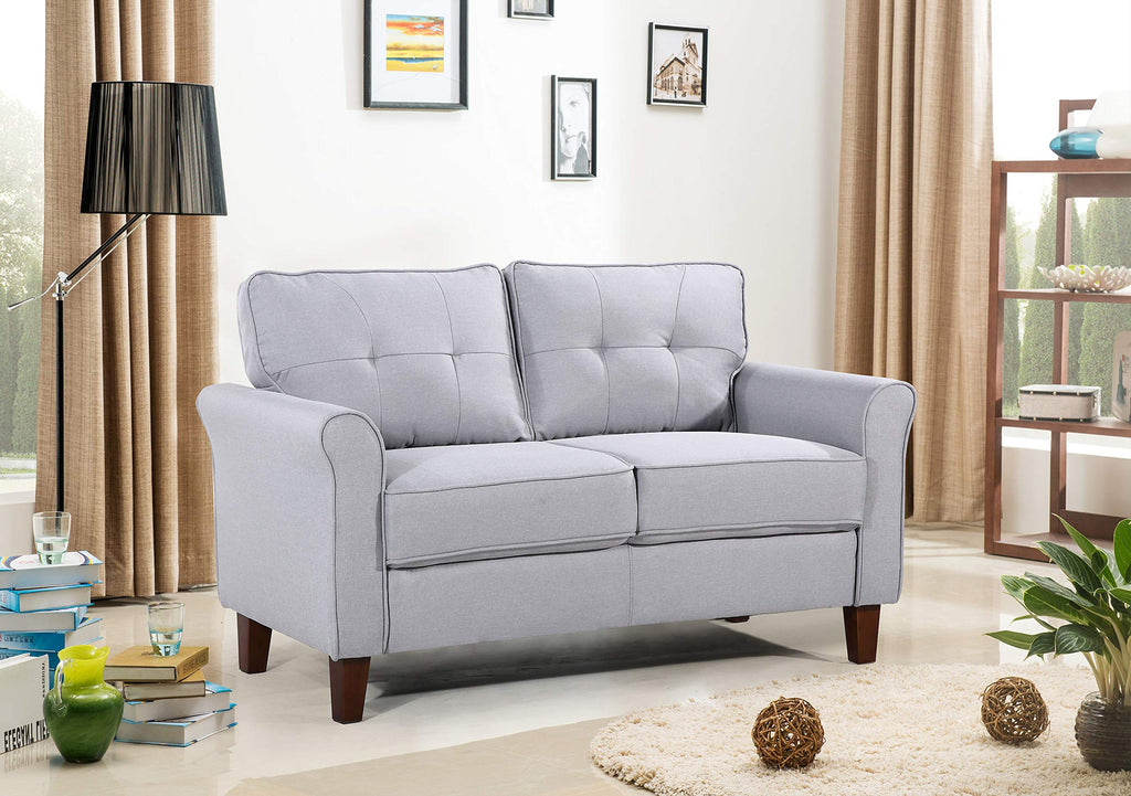 Light Gray Tufted Upholstered Loveseat Sofa O802