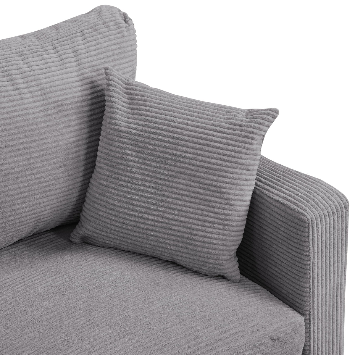 Oversized Corduroy Sofa with 2 Throw Pillows I1190